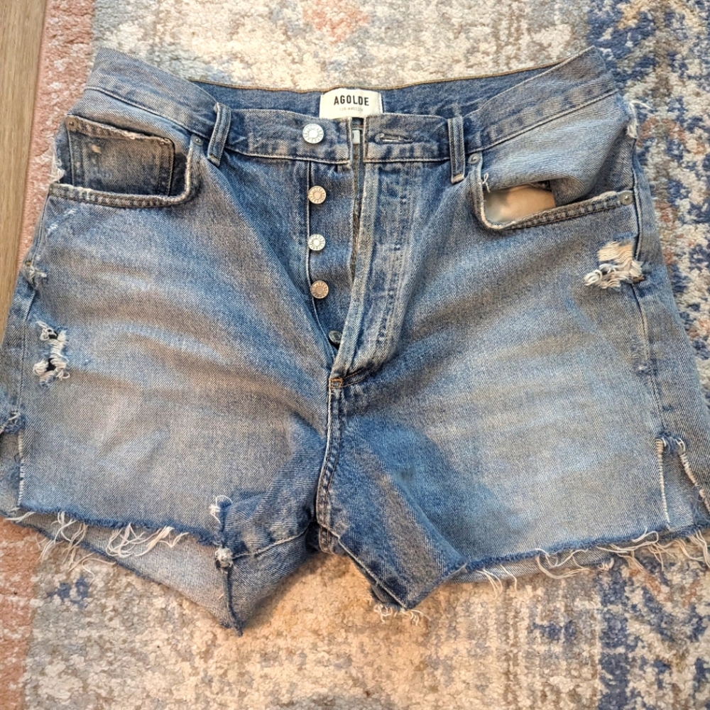 AGOLDE Parker Distressed Denim Shorts